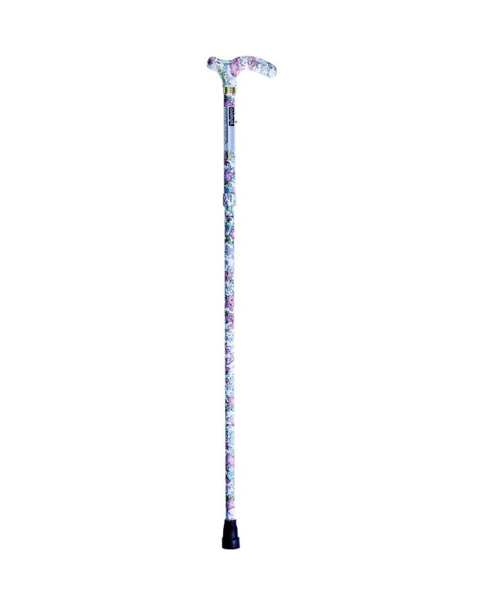 Canne de marche pliante réglable élégante florale bleue