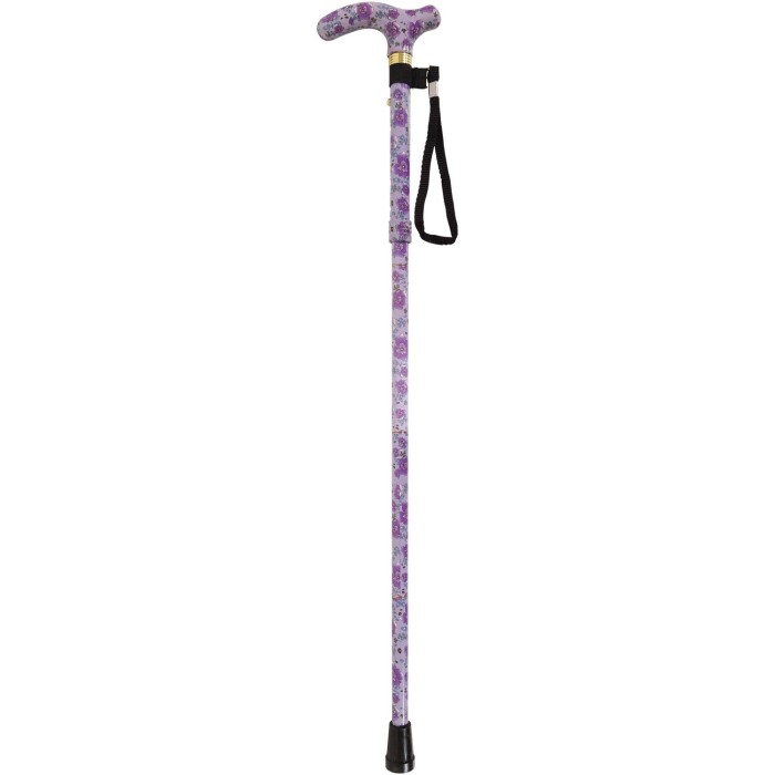 Canne de marche pliante réglable violette à fleurs