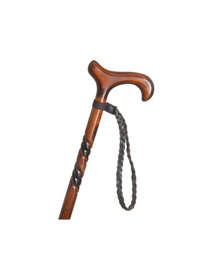 Dragonne en cuir tressé marron pour canne de marche – Pratique et élégante