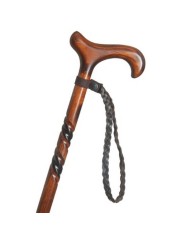 Dragonne en cuir tressé marron pour canne de marche – Pratique et élégante
