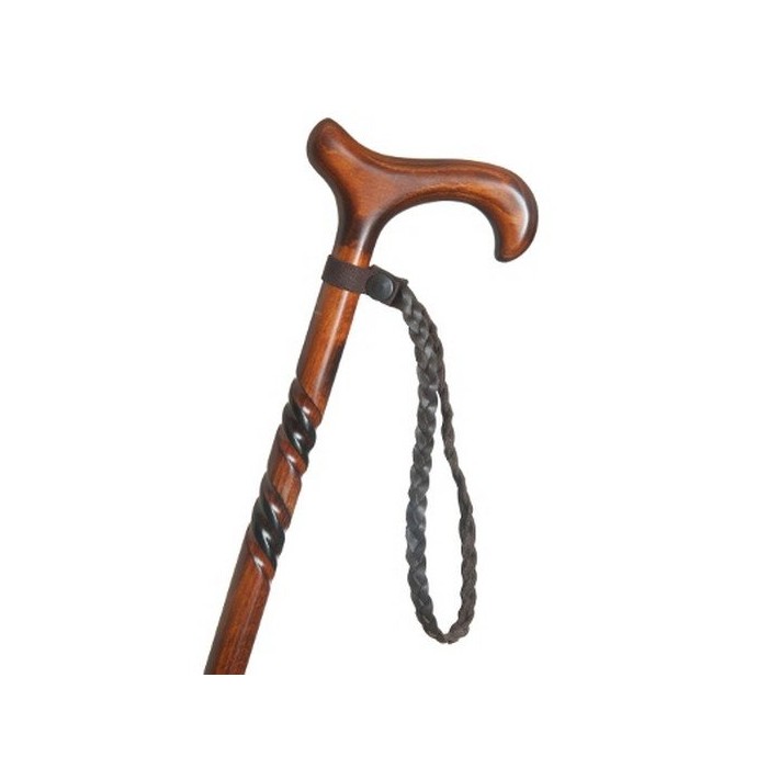 Dragonne en cuir tressé marron pour canne de marche – Pratique et élégante