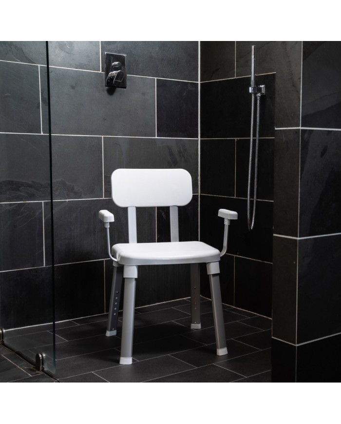 Chaise de douche et de bain élégante ajustable avec accoudoirs