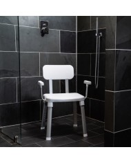 Chaise de douche et de bain élégante ajustable avec accoudoirs
