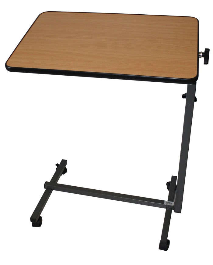 Table de lit couleur bois réglable en hauteur