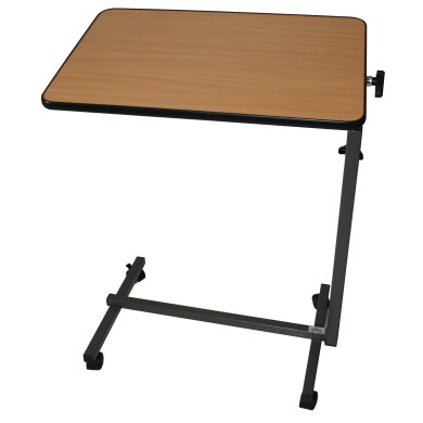 Table de lit couleur bois réglable en hauteur