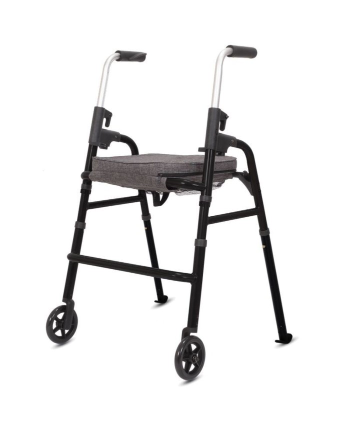 Rollator 2 roues Pliant Modulo - avec assise amovible et pochettes zipées