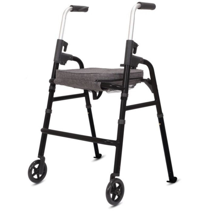 Rollator 2 roues Pliant Modulo - avec assise amovible et pochettes zipées