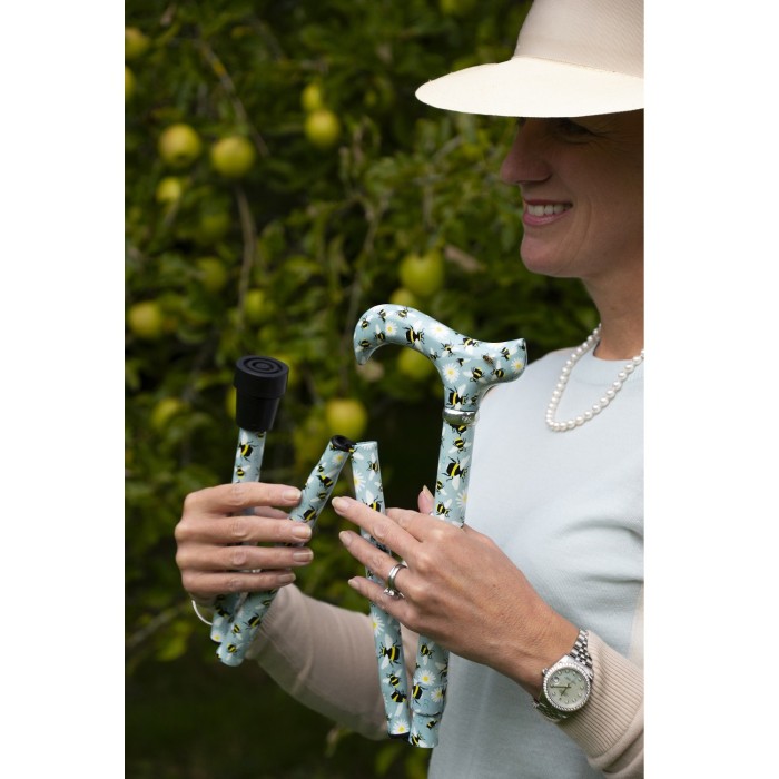 Canne de marche Femme pliante motif abeilles - Poignée ergonomique