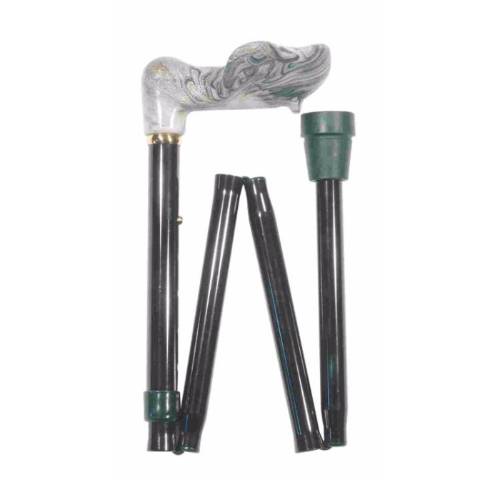 Canne Orthopédique Pliante Noire - Effet Marbré