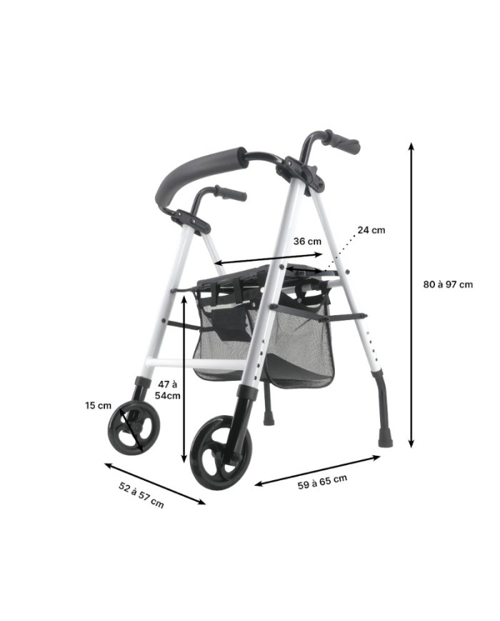 Rollator Neo Classic - H 80 à 97 cm