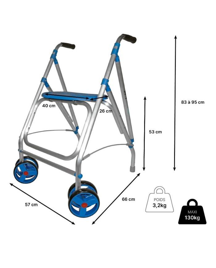 Rollator ARA-D - 2 Roues Pivotantes