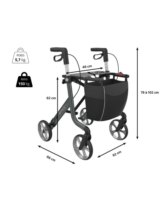 Rollator Space - Freins Performant