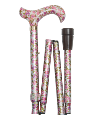 Canne de marche pliante et réglable élégante style rose fleuri