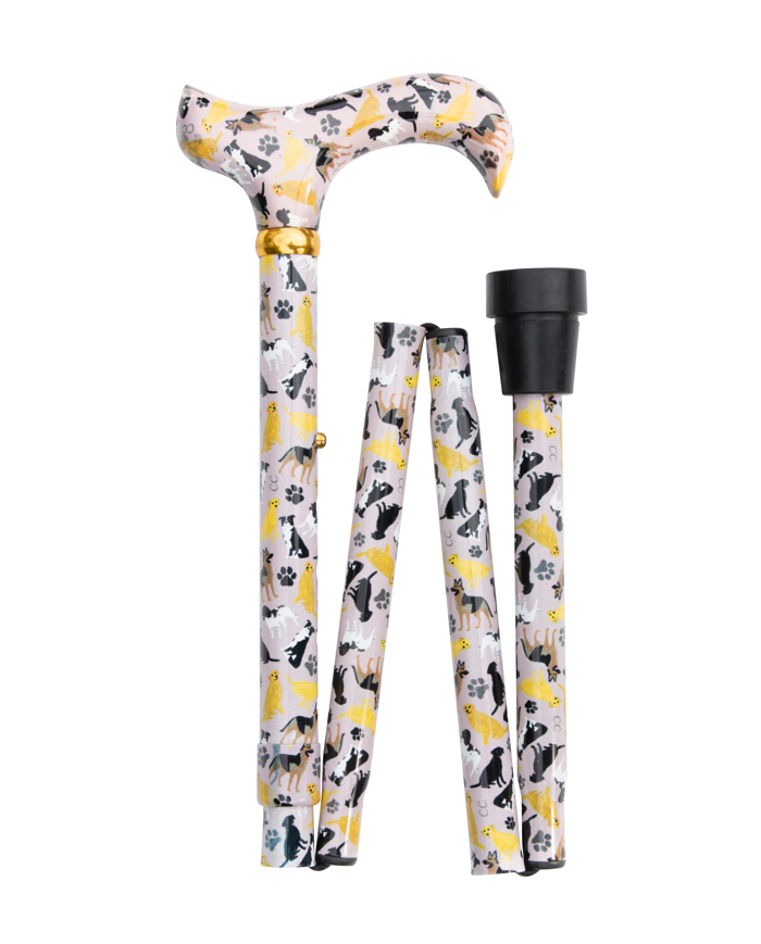 Canne de marche pliante réglable motif chiens – Légère, élégante et confortable