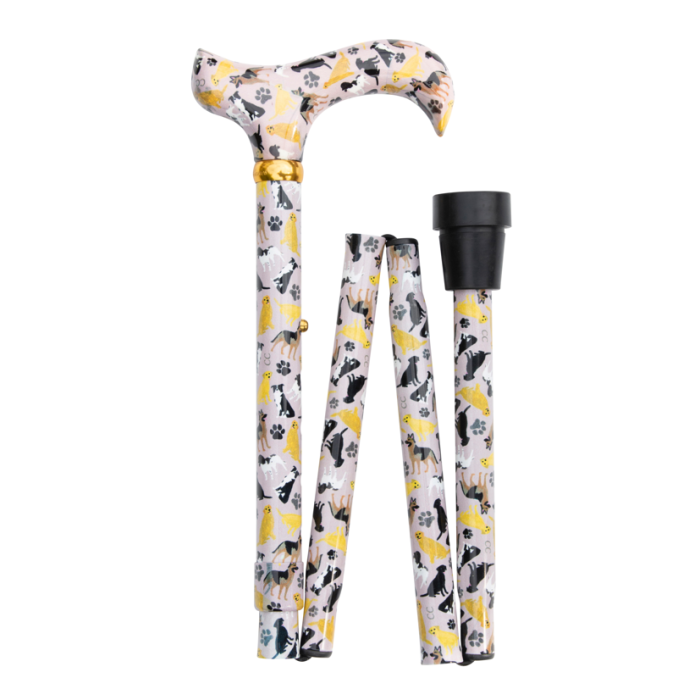 Canne de marche pliante réglable motif chiens – Légère, élégante et confortable
