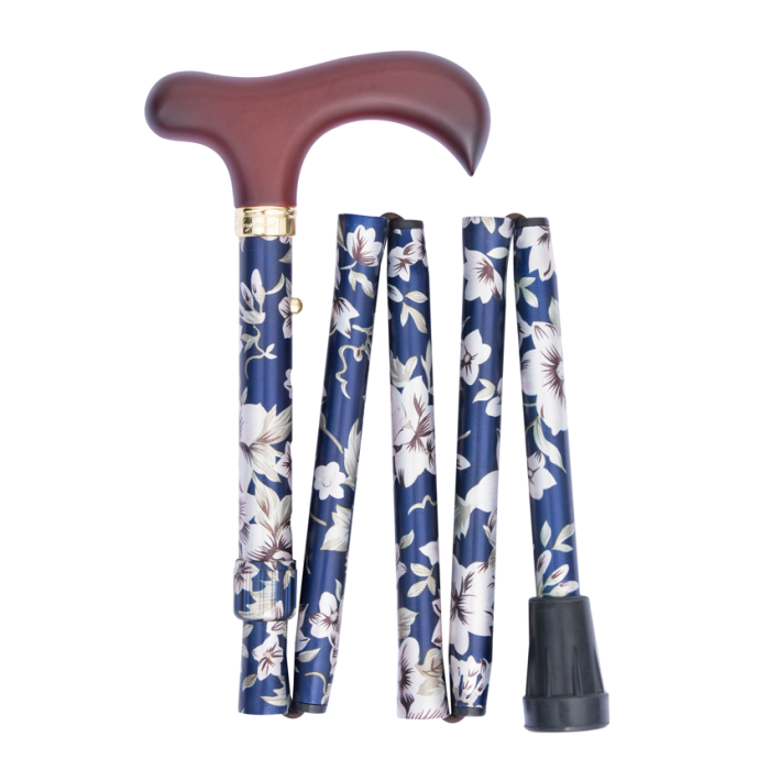 Canne de marche pliante et réglable élégante fleur marine