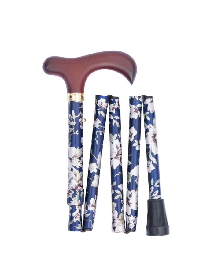 Canne de marche pliante et réglable élégante fleur marine