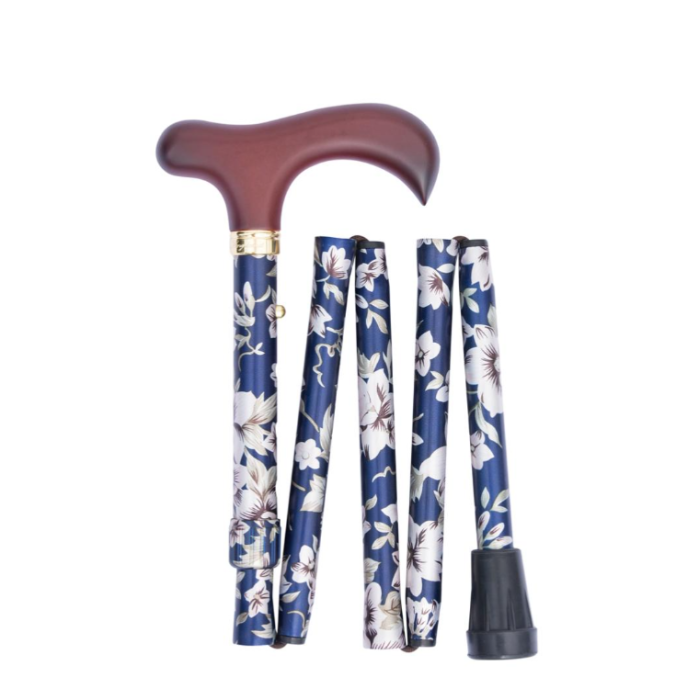 Canne de marche pliante et réglable élégante fleur marine