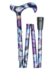 Canne de marche pliante réglable motif artistique violet – Élégante et légère