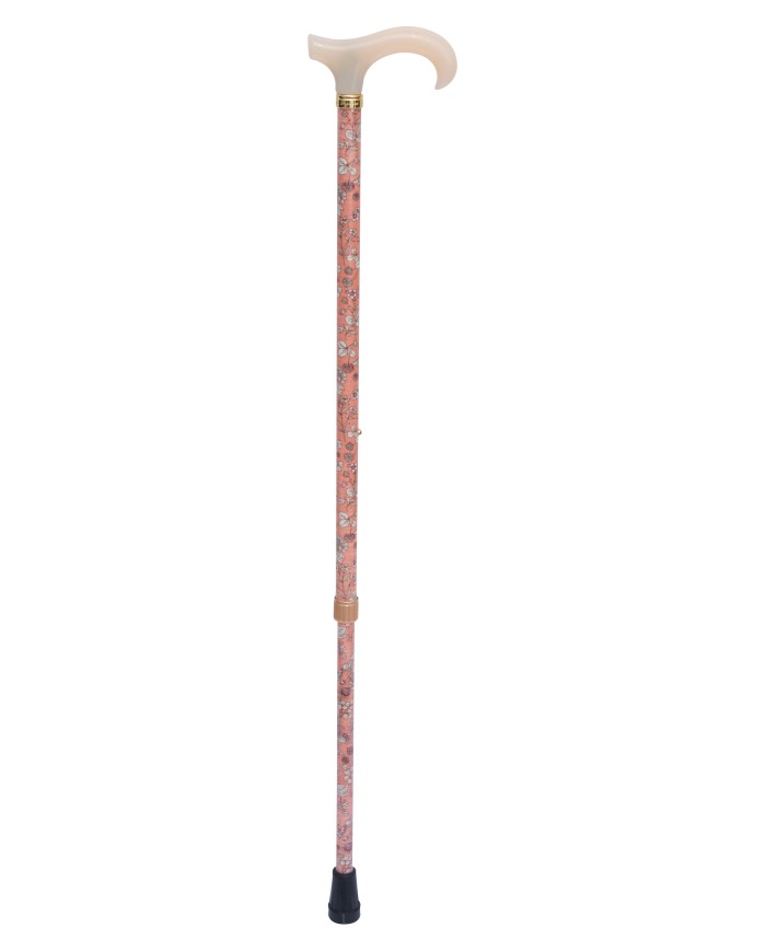 Canne réglable floral rose et blanc