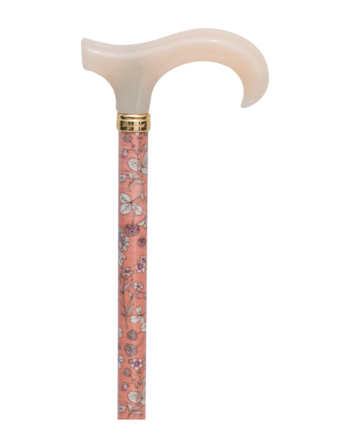 Canne réglable floral rose et blanc
