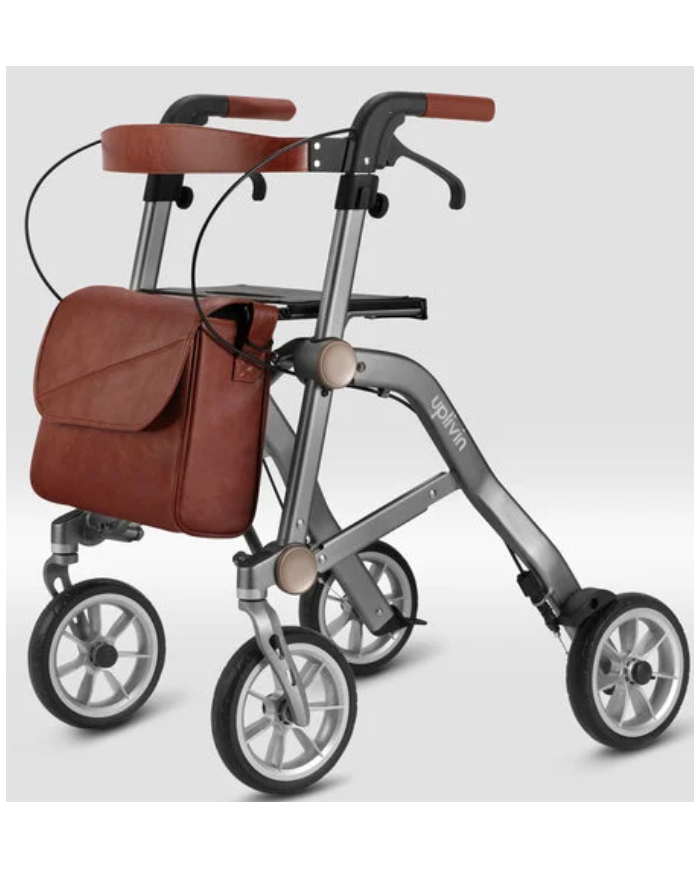 Déambulateur Trive 4 roues Uplivin – Léger, pliant double, avec sac et porte-canne