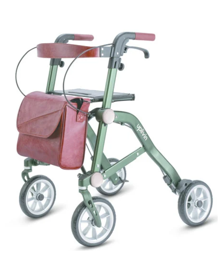 Déambulateur Trive Uplivin – Rollator 4 roues léger (6,5 kg), double pliant avec sac et porte-canne
