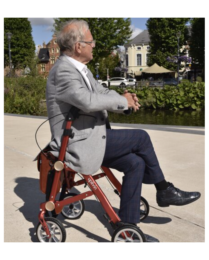 Déambulateur Trive Uplivin – Rollator 4 roues léger (6,5 kg), double pliant avec sac et porte-canne