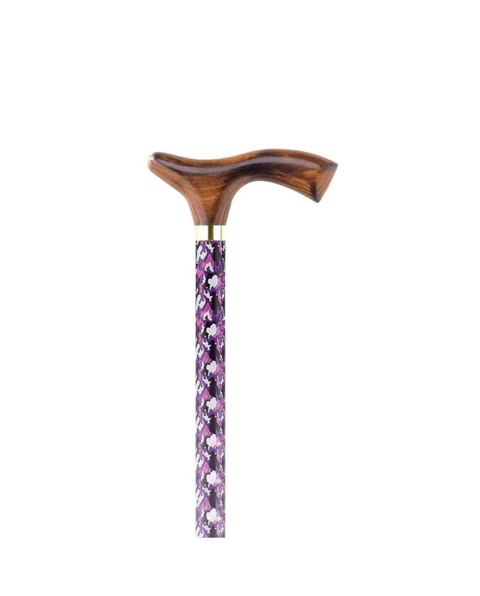 Canne de marche pliante et réglable en aluminium et poignée en bois Camouflage Rose