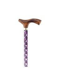 Canne de marche pliante et réglable en aluminium et poignée en bois Camouflage Rose
