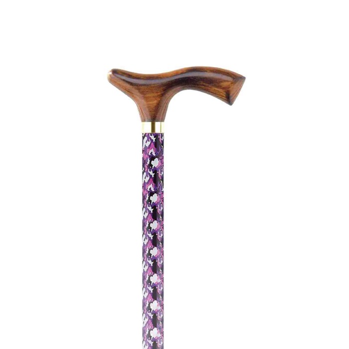 Canne de marche pliante et réglable en aluminium et poignée en bois Camouflage Rose