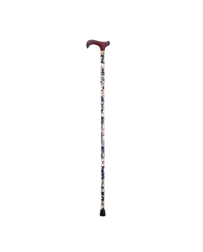 Canne de marche pliante à fleurs pliante en aluminium et poignée en bois