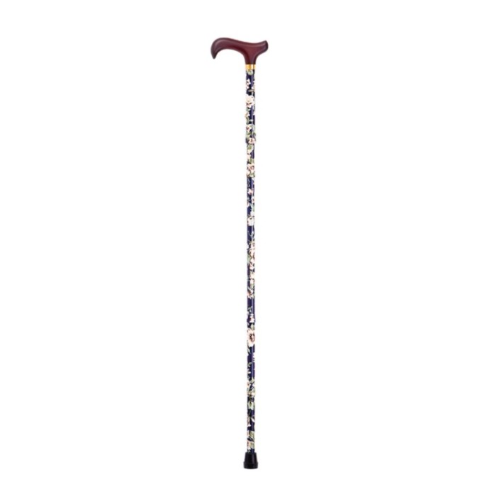Canne de marche pliante à fleurs pliante en aluminium et poignée en bois