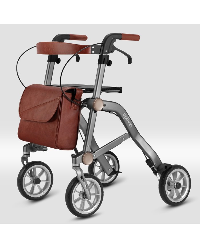 Déambulateur Trive 4 roues Uplivin – Léger, pliant double, avec sac et porte-canne