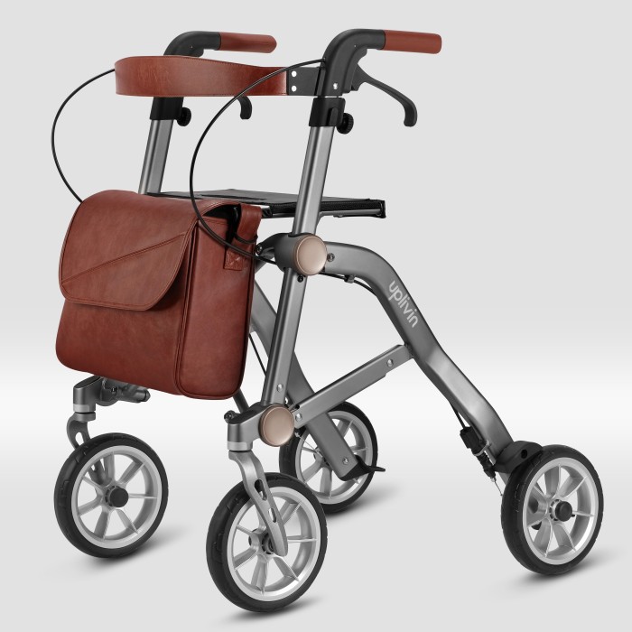Déambulateur Trive 4 roues Uplivin – Léger, pliant double, avec sac et porte-canne