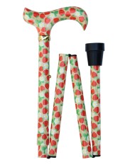 Canne de marche pliante, réglable, style fraises et crème