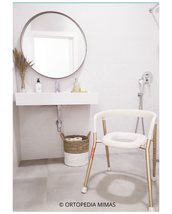 Chaise de toilette percée couleur Or rosé - Let's Help Me - Praticité et Confort au Quotidien