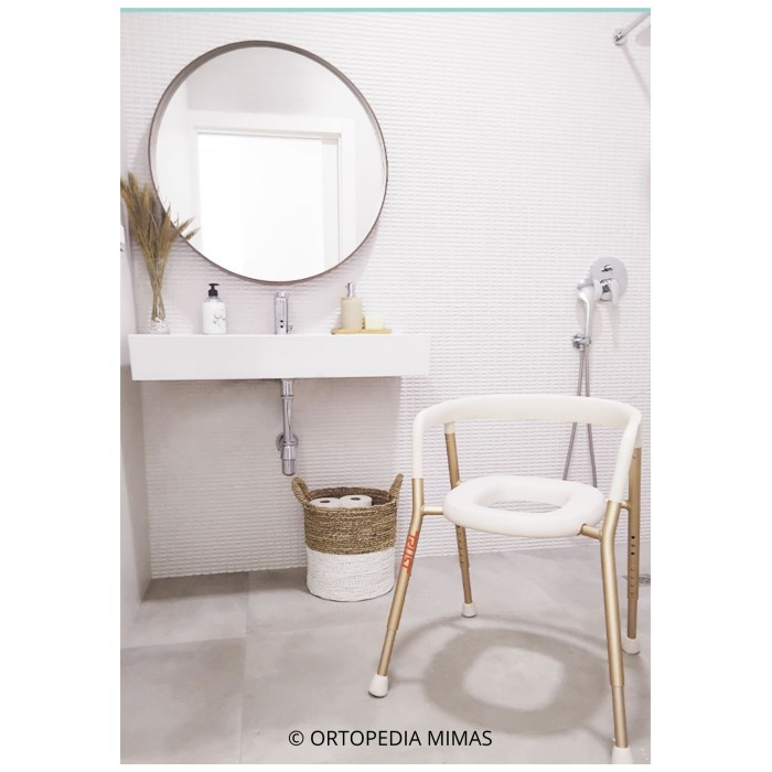 Chaise de toilette percée couleur Or rosé - Let's Help Me - Praticité et Confort au Quotidien