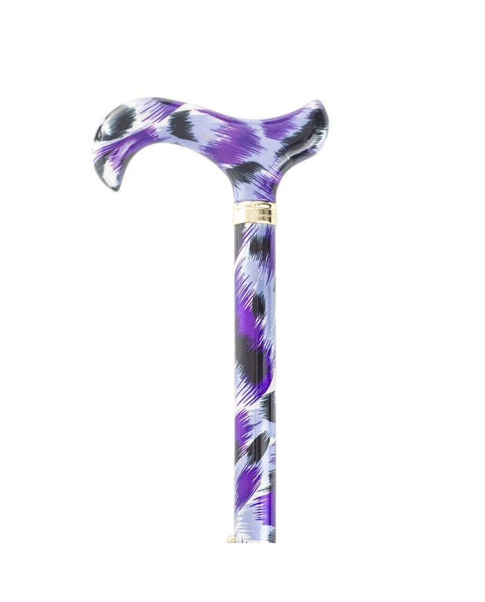 Canne de marche pliante réglable motif artistique violet – Élégante et légère
