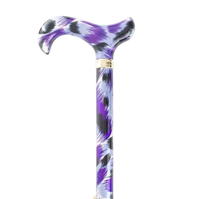 Canne de marche pliante réglable motif artistique violet – Élégante et légère