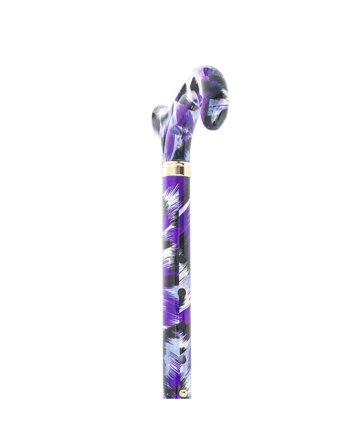 Canne de marche pliante réglable motif artistique violet – Élégante et légère