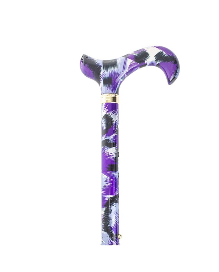 CCanne de marche pliante réglable motif artistique violet – Élégante et légère