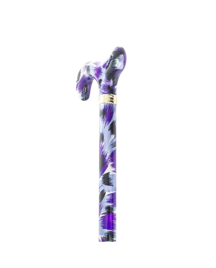Canne de marche pliante réglable motif artistique violet – Élégante et légère