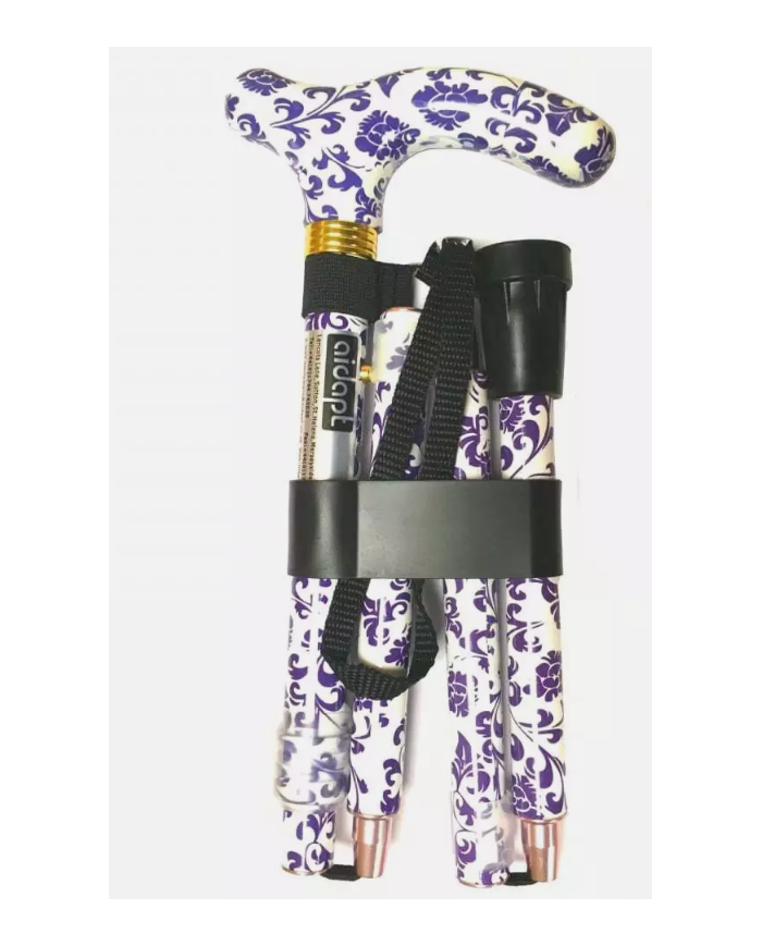Canne de marche pliante réglable cachemire violette