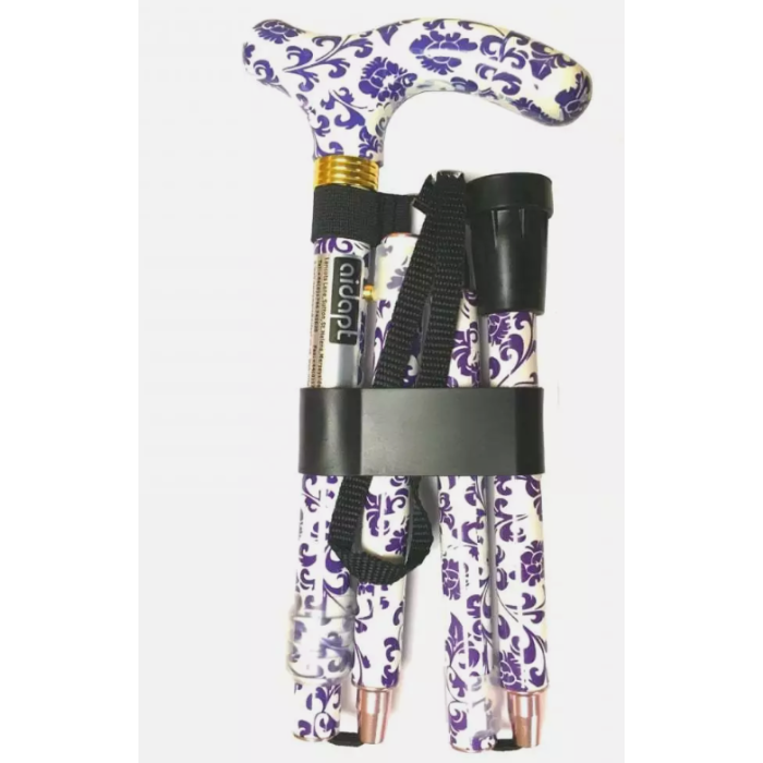 Canne de marche pliante réglable cachemire violette