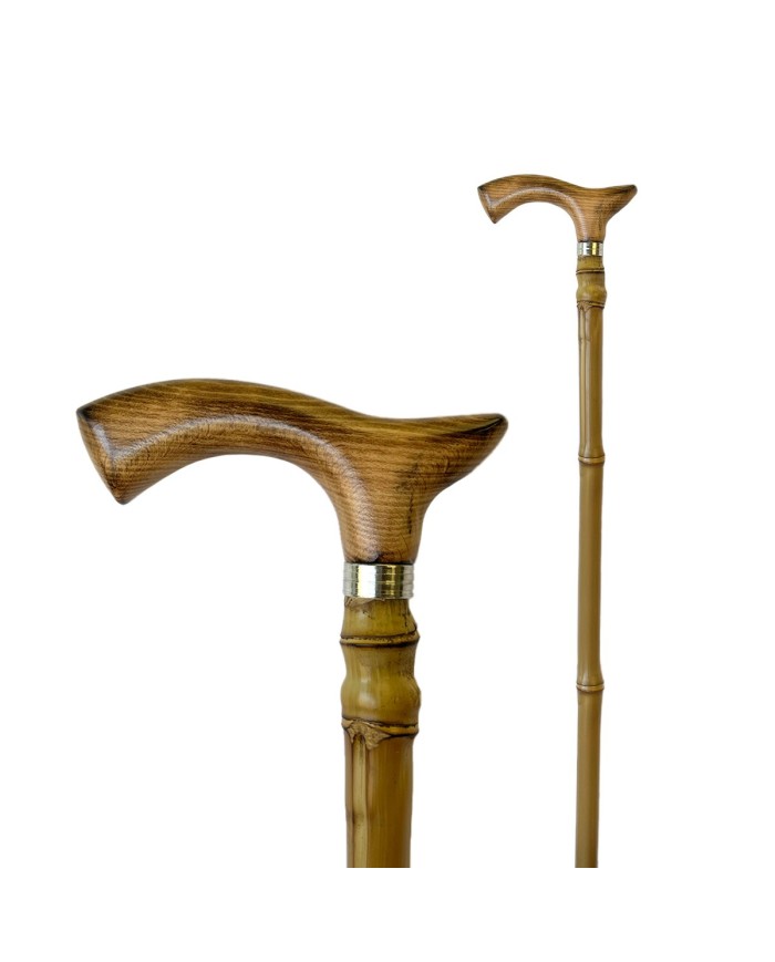 Canne de marche en Bambou avec poignée ergonomique en bois