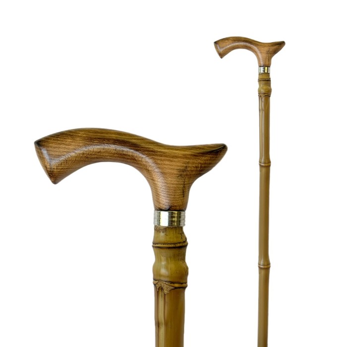 Canne de marche en Bambou avec poignée ergonomique en bois