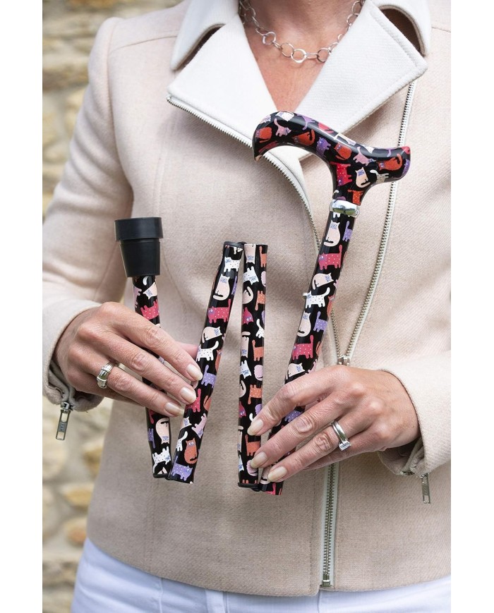 Canne de marche pliante réglable motif Chats – Légère, robuste et amusante