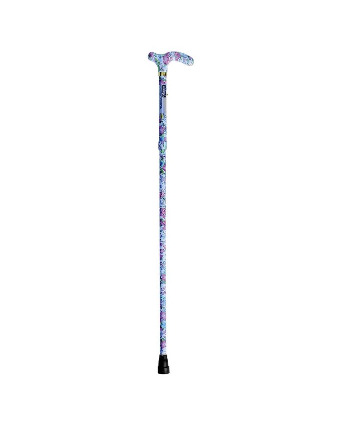 Canne de marche pliante réglable élégante florale bleue