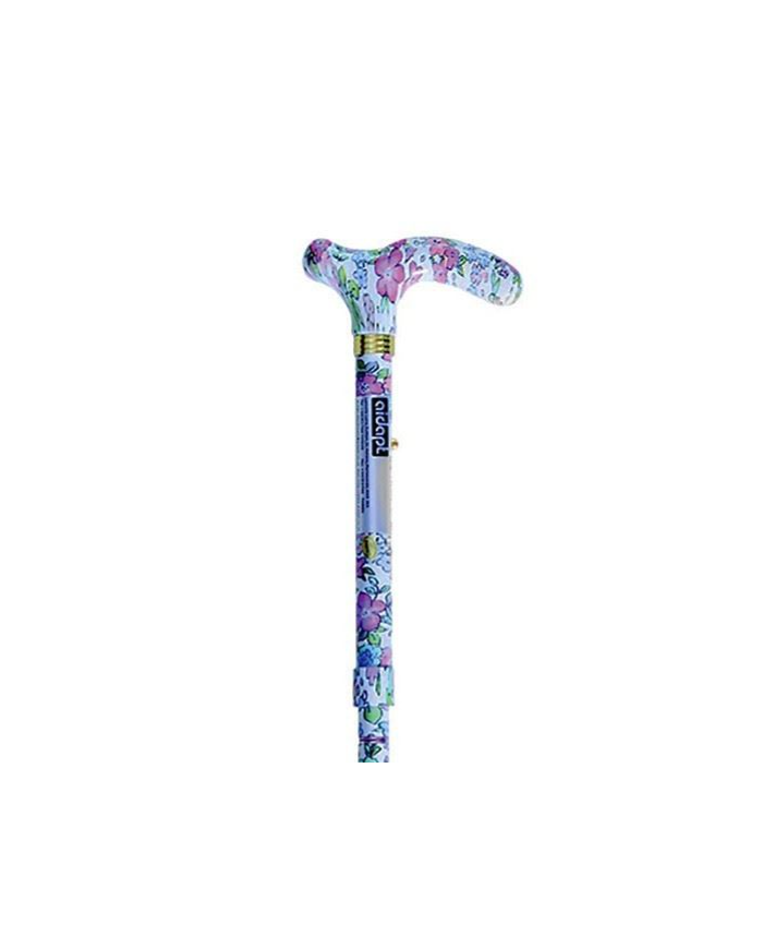 Canne de marche pliante réglable élégante Femme florale bleue